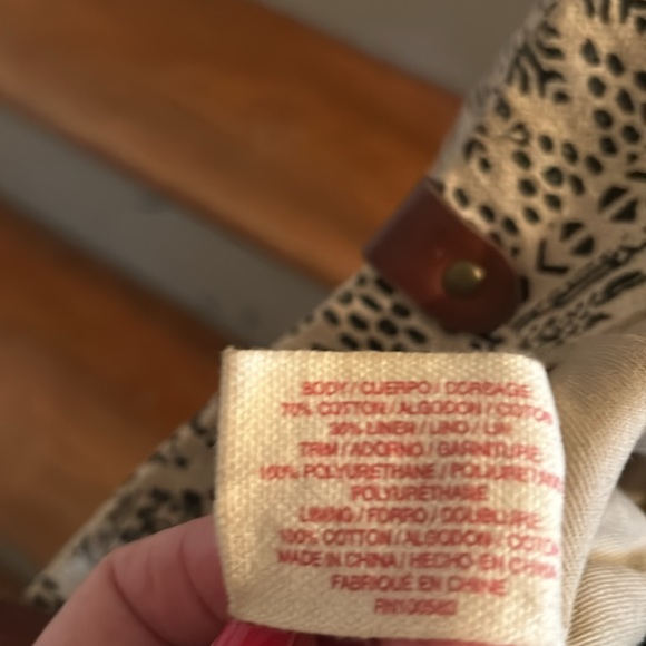 Lucky Brand Vintage Cotton & Linen Blend Tote Bag w Leather straps - Picture 11 of 11